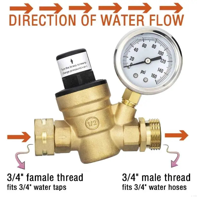F19B Water Pressure Regulator Water Pressure Reducer for Campers Knob Adjustable