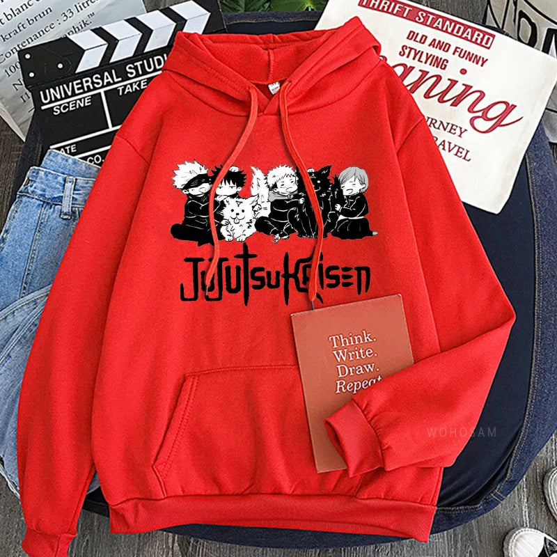 Jujutsu Kaisen Anime Hooded Itadori Yuji And Satoru Gojo Printed Men Women Patchwork Hoodies Manga Sweatshirt Harajuku Pullover