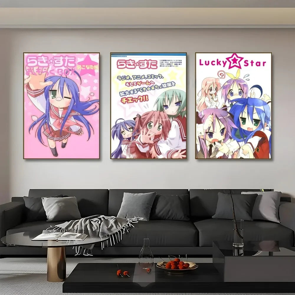 Anime Lucky Star Poster Fancy Wall Art Poster Canvas Printing Bedroom Office  Home Living Bed Room Bar Aesthetic Decor Gift
