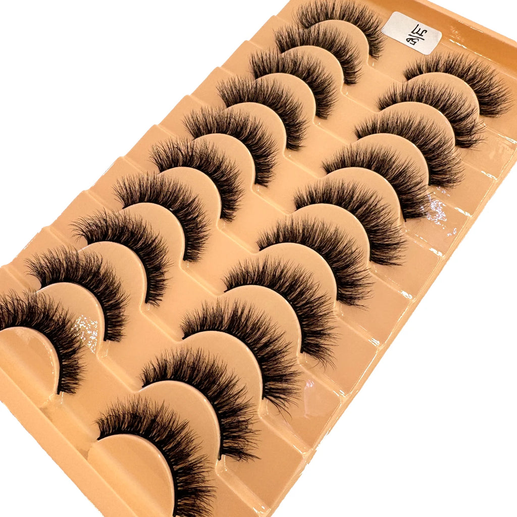 New 7/10 Pairs Faux Mink Eyelashes Handmade False Eyelashes Natural Nude Makeup Simulation Cross Messy Eye 3D Curly Eyelashes