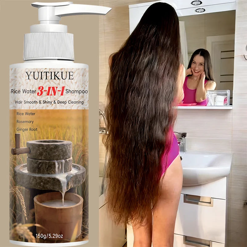 YUITIKUE Rice Water 3-in-1 Shampoo 150g - Deep Cleansing Shampoo for Smooth, Shiny & Healthy Hair