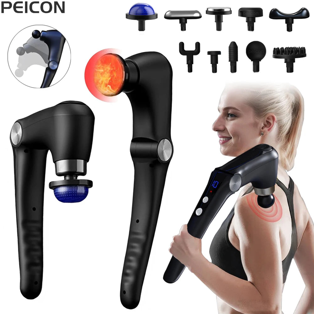 Fascia Massage Gun Shoulder Massage Machine Electric Muscle Massager Gun High Frequency Back Waist Neck Body Massage with Handle