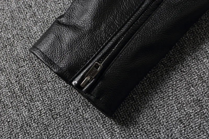 2025 New Leather Jacket Top Layer 100% Cowhide Leather Clothes Men's Stand Collar Motorcycle Clothes  Autumn Winter Plus Size