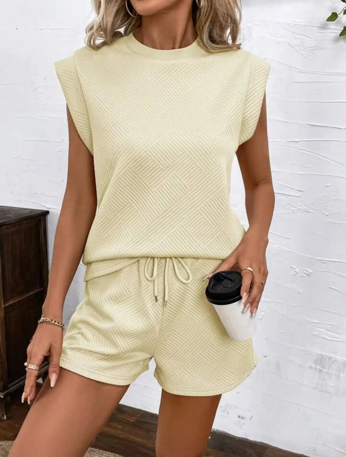 Women Shorts Pant Set Two Piece Sets Round Neck Solid Casual Loose Tops Short Pants Lace Up Elastic Waist Y2k Streetwear 2026