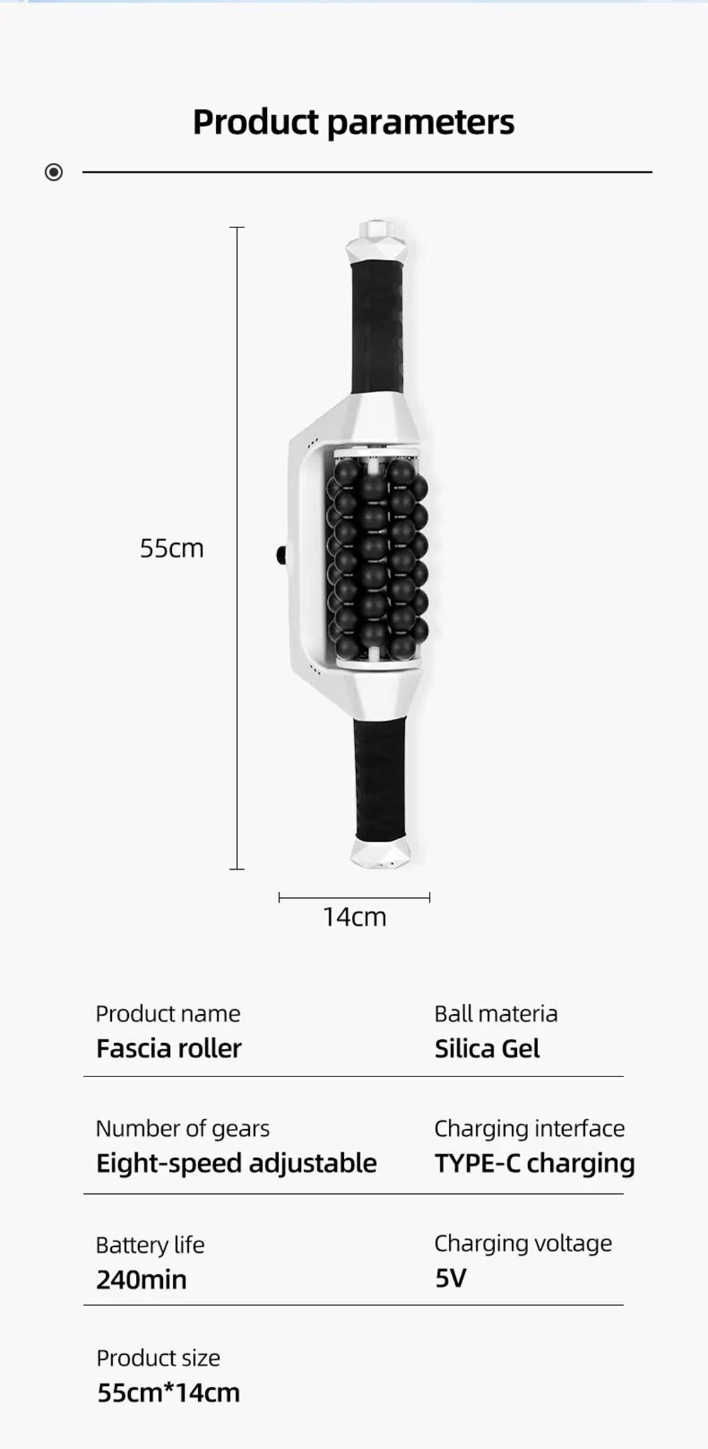 70W Electric Roller for Muscle Body Relaxing High Frequency Rolling Massage Rechargeable Body Shapping Slimming Machine