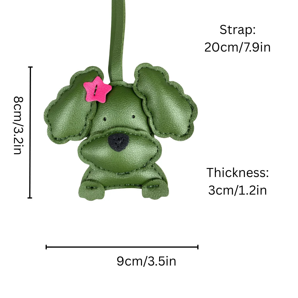3D Plush Stuffed Poodle Dog Bag Charm - Crafted from Sturdy PU Leather with a Star Hair Clip, Well-Stitched & Fully Filled, Gift