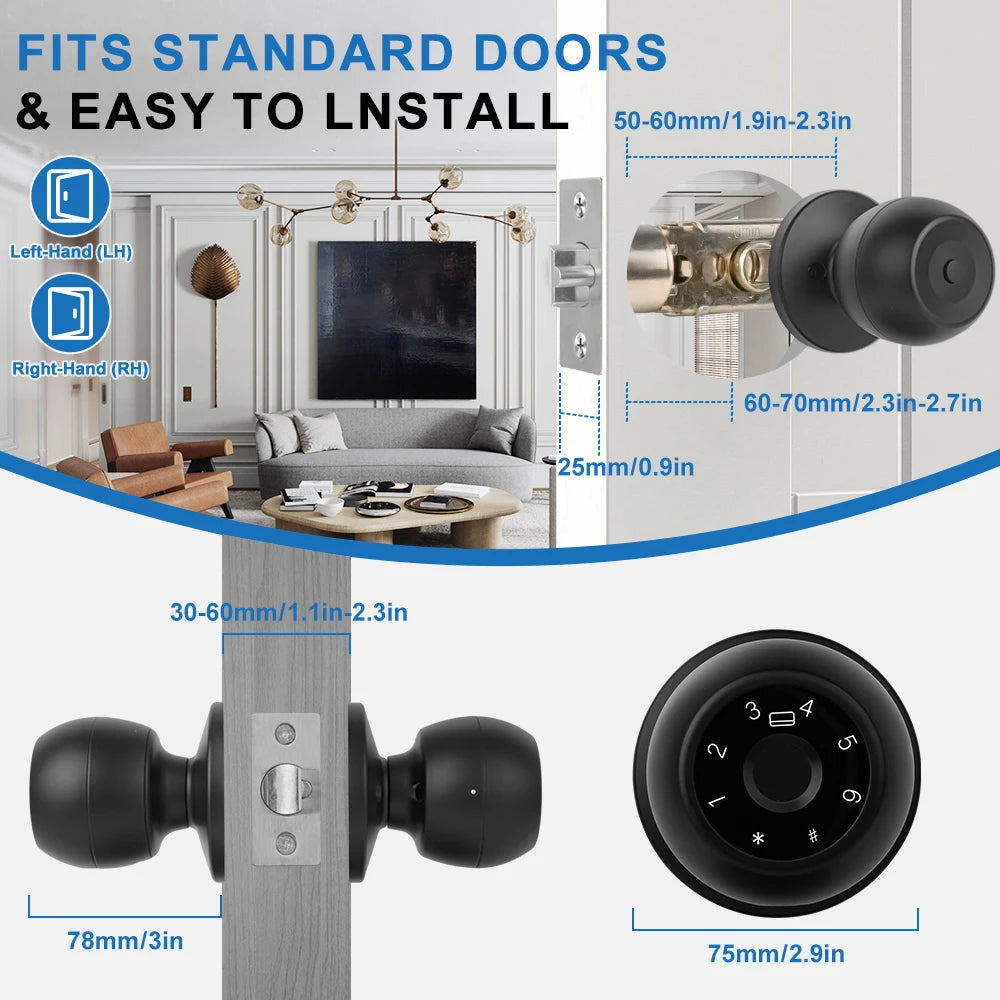 Door Lock Smart Tuya Smart Devices Bluetooth Biometric Fingerprint Door Handle Security Protection Smart Home System