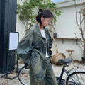 Vintage Washed Denim For Women Loose Fit Street Style Casual Biker With Retro Spring Autumn Layering Outerwear