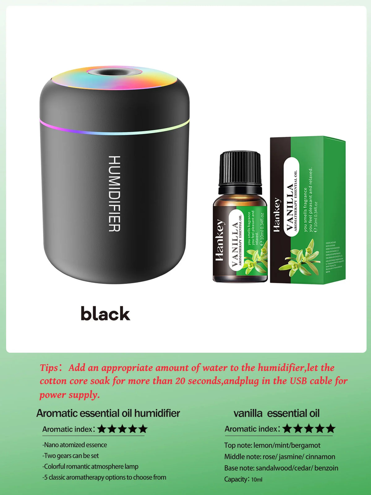 180ML Mini Air Humidifier USB Electric Aroma Diffuser Essential Oil Purifier Aromatherapy Mist Maker Lights For Car Home Bedroom