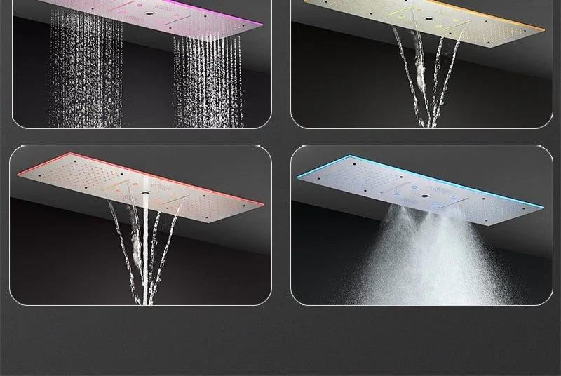 2026 Music Shower Head LED 1400mm Shower Body Waterfall Rainfall Thermostatic Bathroom Shower Set