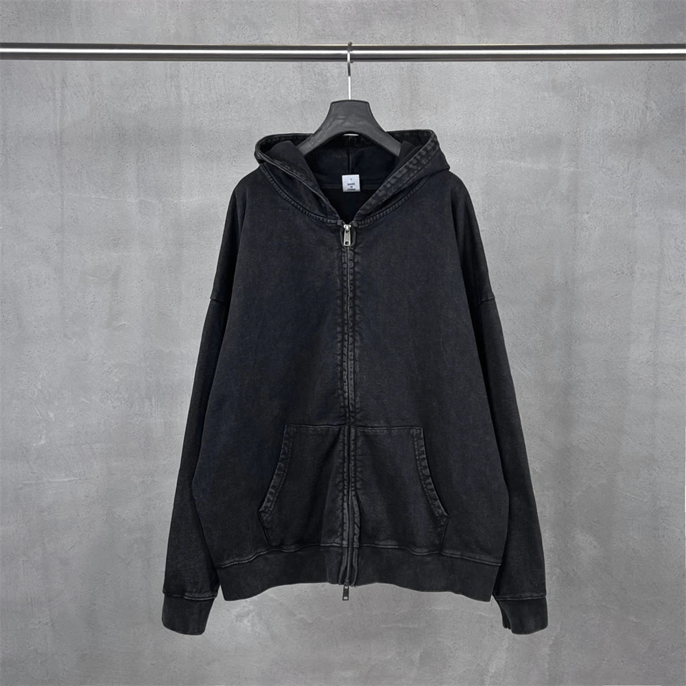 ZODF 2025 Autumn Men Heavy Weight 480gsm Hoodies Unisex Retro Washed Terry Cotton Distressed Hooded Coats HY1110