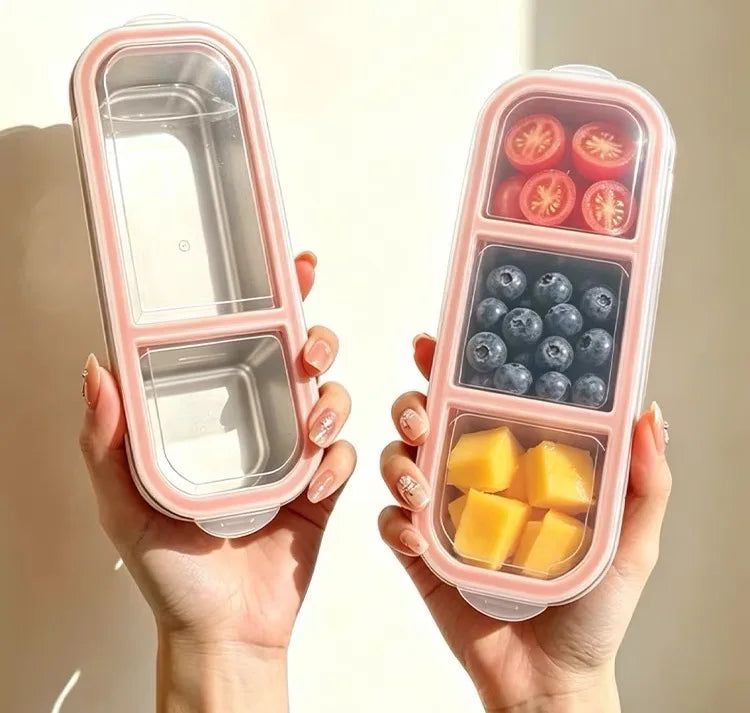 Stainless steel light food and fruit lunch box with compartments, sealed and fresh-keeping, weight loss, quantitative small lunc
