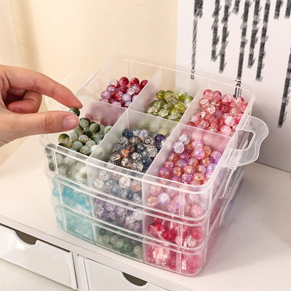 Stackable covered storage containers, jewelry, accessories, toys, sewing supplies, tape storage boxes, snap on tray containers