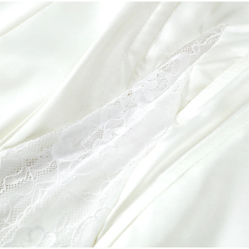 White Satin Women's Mini Dress Backless Patchwork Lace-up Sleeveless Dresses 2026 Fashion Summer Party Evening Elegant Vestidos