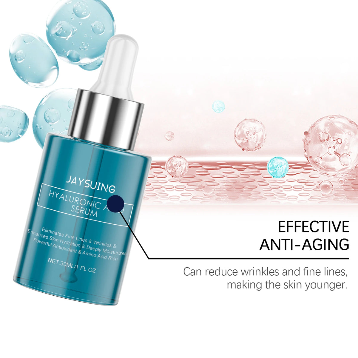 Hyaluronic Acid Antioxidant Facial Essence Smooth Nourish Skin Reduce Fine Lines Repair Cell Barriers Mild Moisturizing Serum