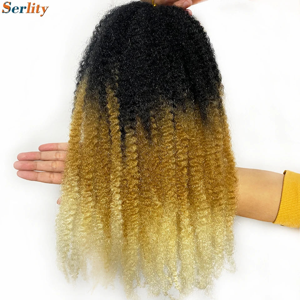 Marley Twist Braiding Hair Pre Stretched 1- 6 Packs Ombre Afro Kinky Curly Crochet Hair for Faux Locs Jumbo Marley Twists Hair
