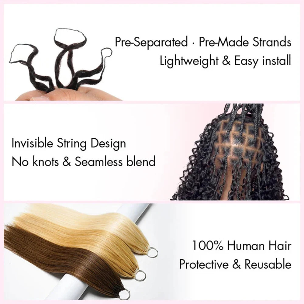 Body Wave Crochet Human Hair Bundles Boho Braid Hair 100% Remy Pre-Separated Miracle Knots Feather Crochet Hair Extensions