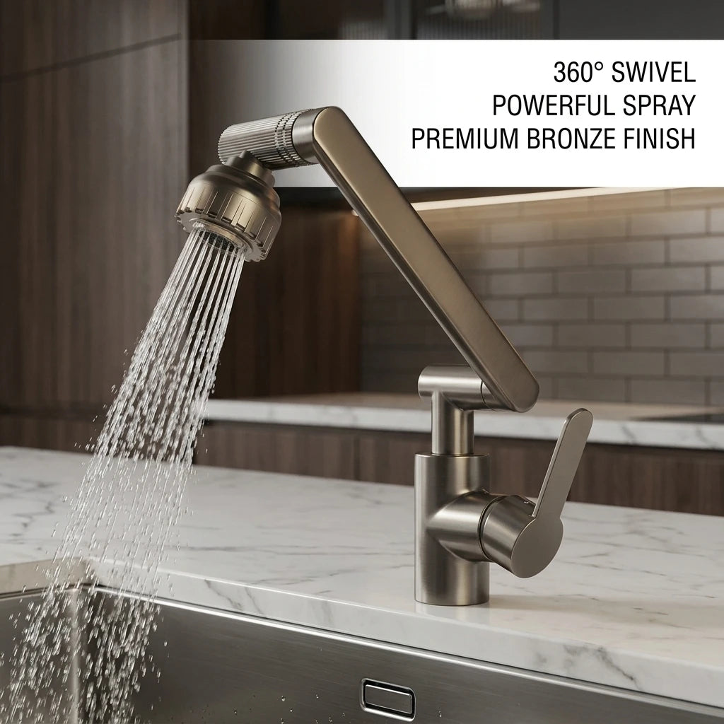 Multifunction Bathroom Kitchen Sink Faucet Swivel Cold Hot Water Tap with 2 Modes Basin Water Tap