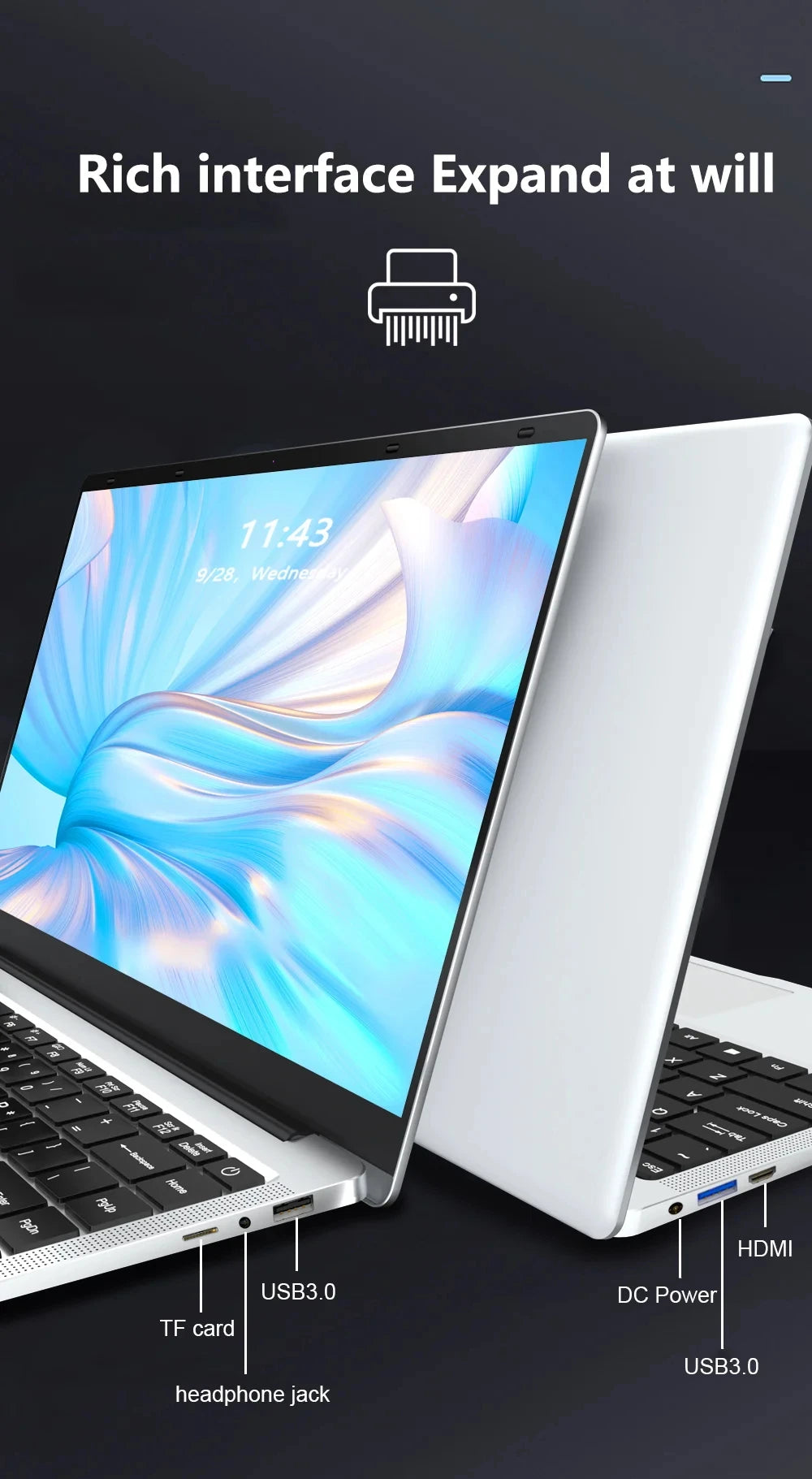 2026 Portable Laptop Computer Intel Atom A3950 Notebook PC 12GB RAM 512GB 1TB M.2 SSD Windows 11 Pro 14.1" Office Study Computer