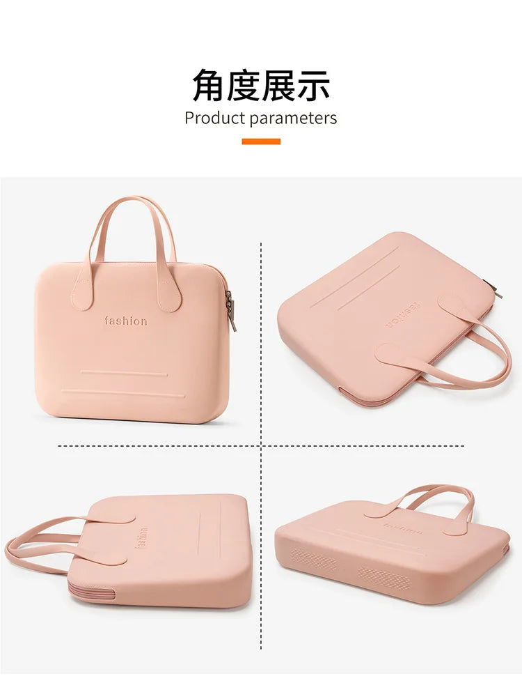 Morandi Colorful Computer Hand Bag Light Trendy 14 Inch Laptop Bag for Girls Student Portable EVA Waterproof Handbag
