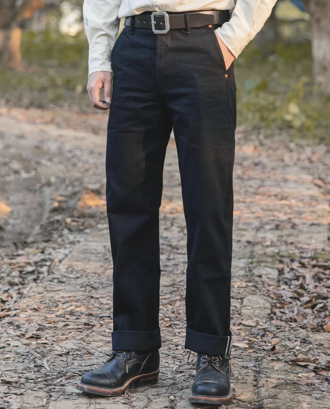 DN-0002 Vintage 14 Oz Indigo Selvage Stylish Trousers Mens Casual Chino Raw Denim Jean Pants Size 28-42