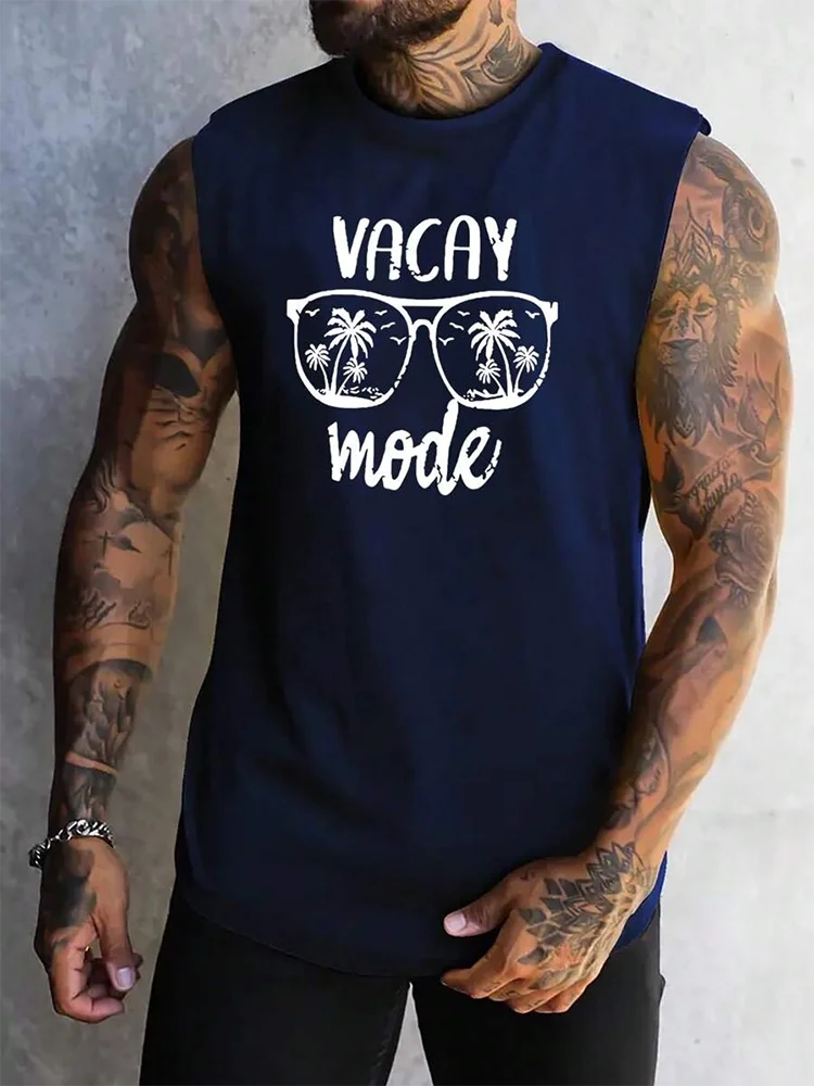 Summer Exercise Fitness Men's Tank Top Daily Street Men's Fashion Tank Top Outdoor Sports Loose Comfortable Men's Sleeveless Tee