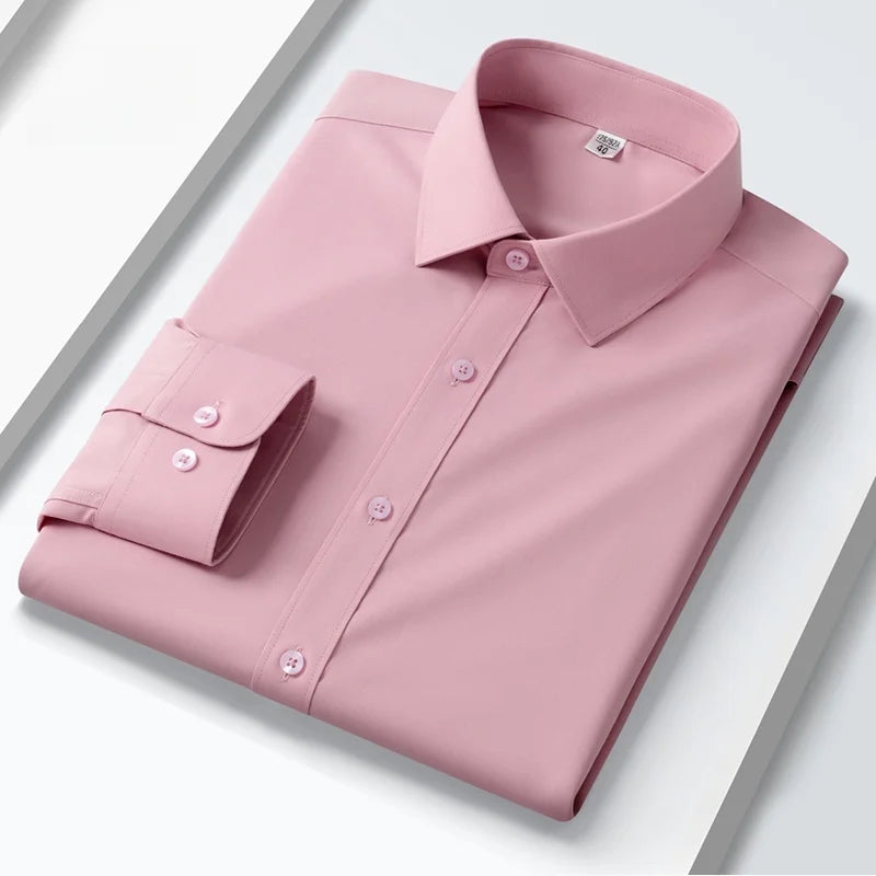 Quality Anti-Wrinkle Men Shirt Long Sleeves Dress Shirts For Men Slim Fit Camisa Social Business Blouse White Office Shirt S-5XL