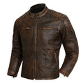 Autumn Winter Youth Mens Cowhide Texture Faux Leather Stand Collar Biker Jacket Retro Color Block Daily Street Casual Outer Coat