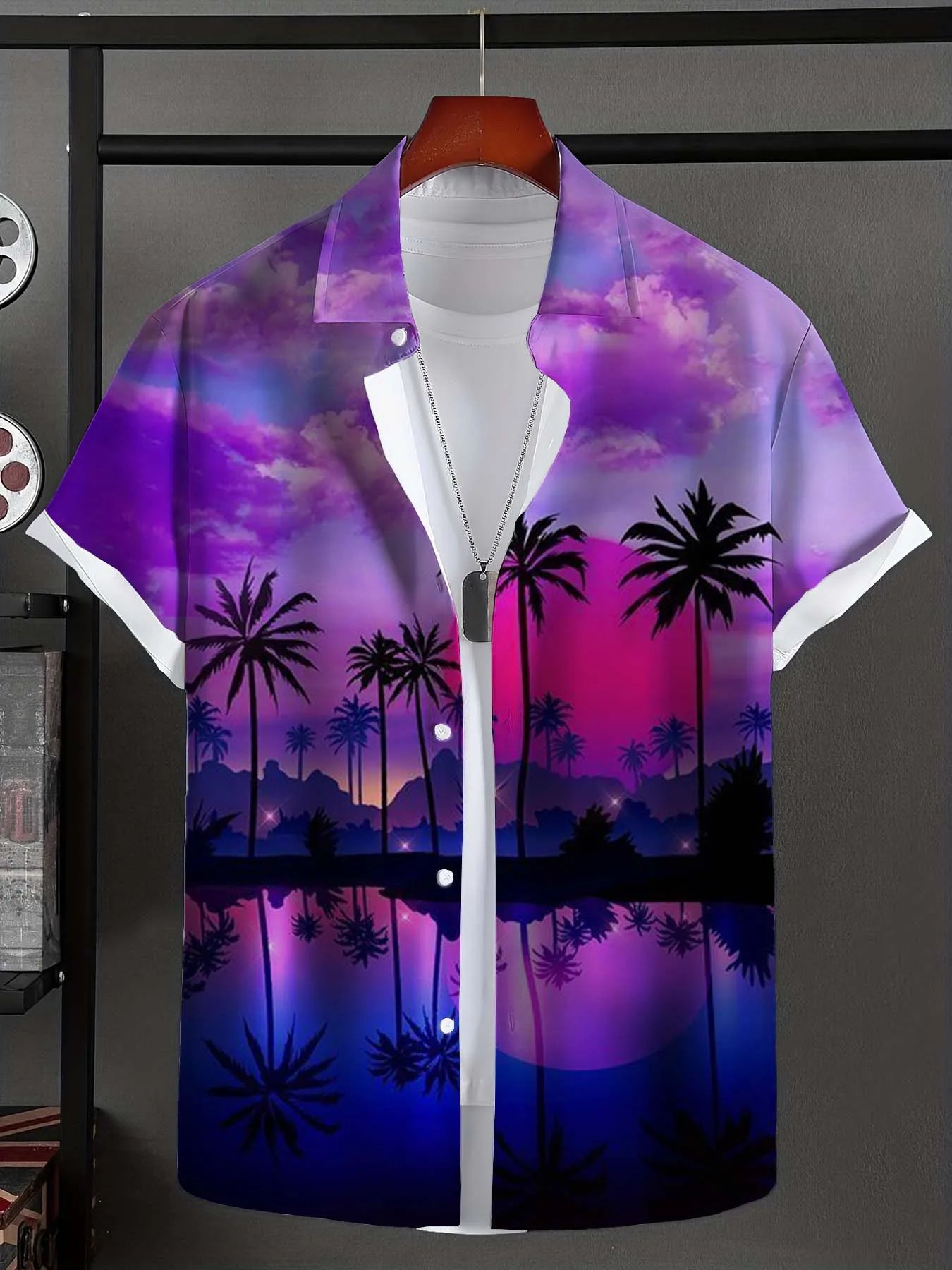 Men's Shirt Hawaiian Shirts For Man Summer New Beach Vacation Short Sleeve Top Casual Men's Blouse Coconut Tree Men Clothing
