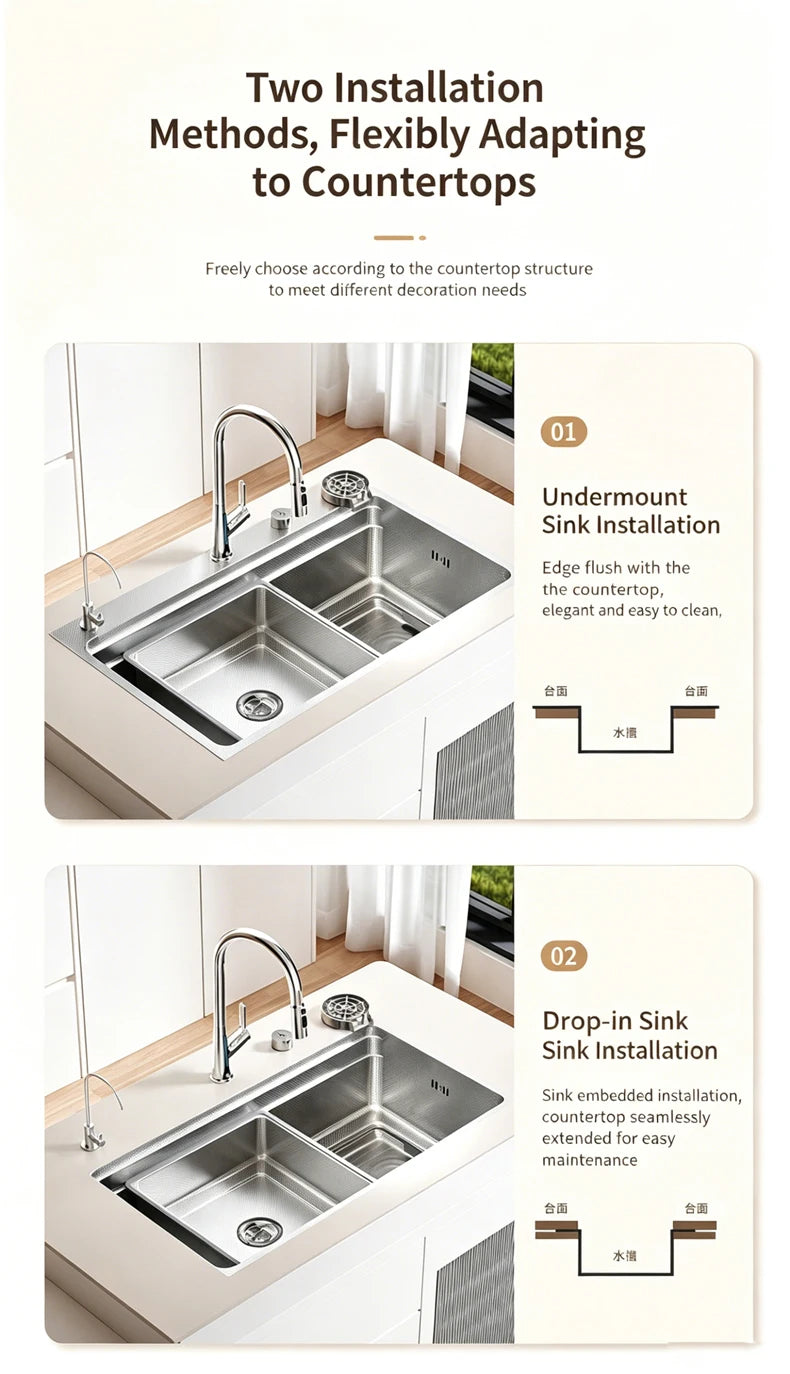 316L Stainless Steel Kitchen Sink Undermount Sinks Antiscratch Rice Granule Embossing Large Single Slot Dish Wash Basin
