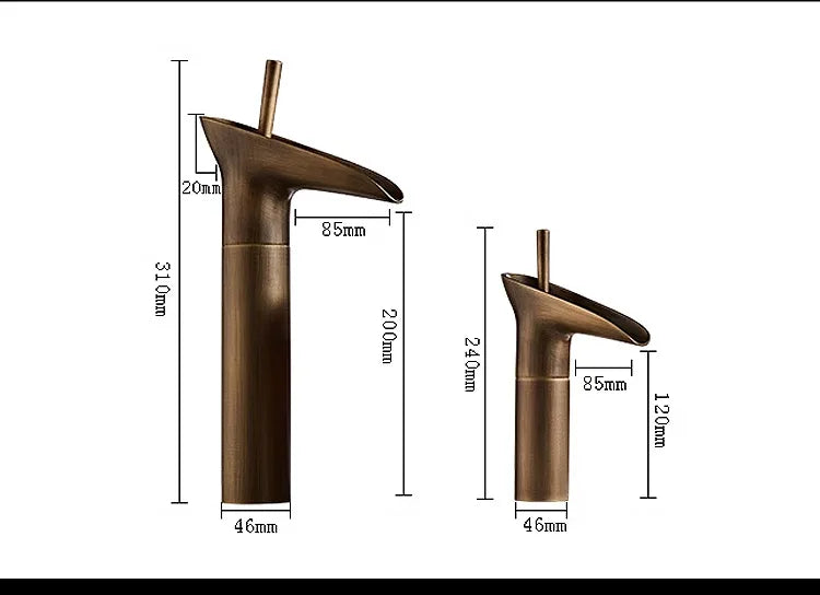 Excellent Single Lever Waterfall Basin Faucet Bathroom Faucet Brass Antique Hot and Cold bathroom Sink Mixer Wine Glass Style Ta