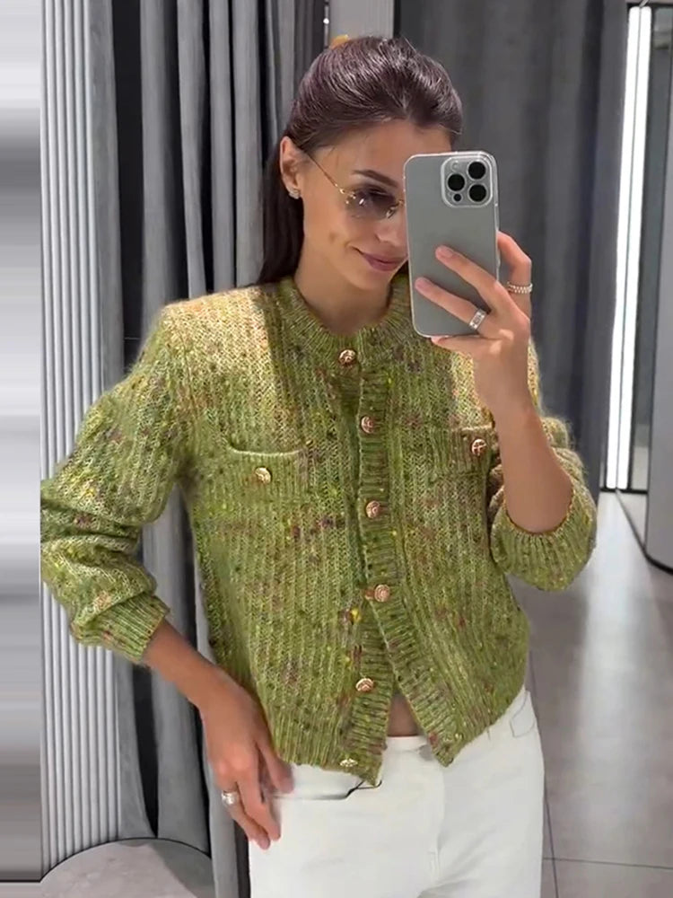 URBANCREW Marled Knit Cardigan — Cropped Casual Layer