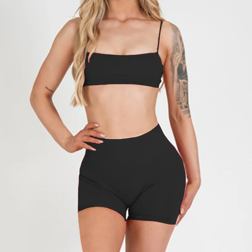 2/3PCS NoLogo Seamless DVision Yoga Set Women Workout Scrunch Leggings Strappy Sports Bra Fitness Gym Shorts Workout Suits XP65