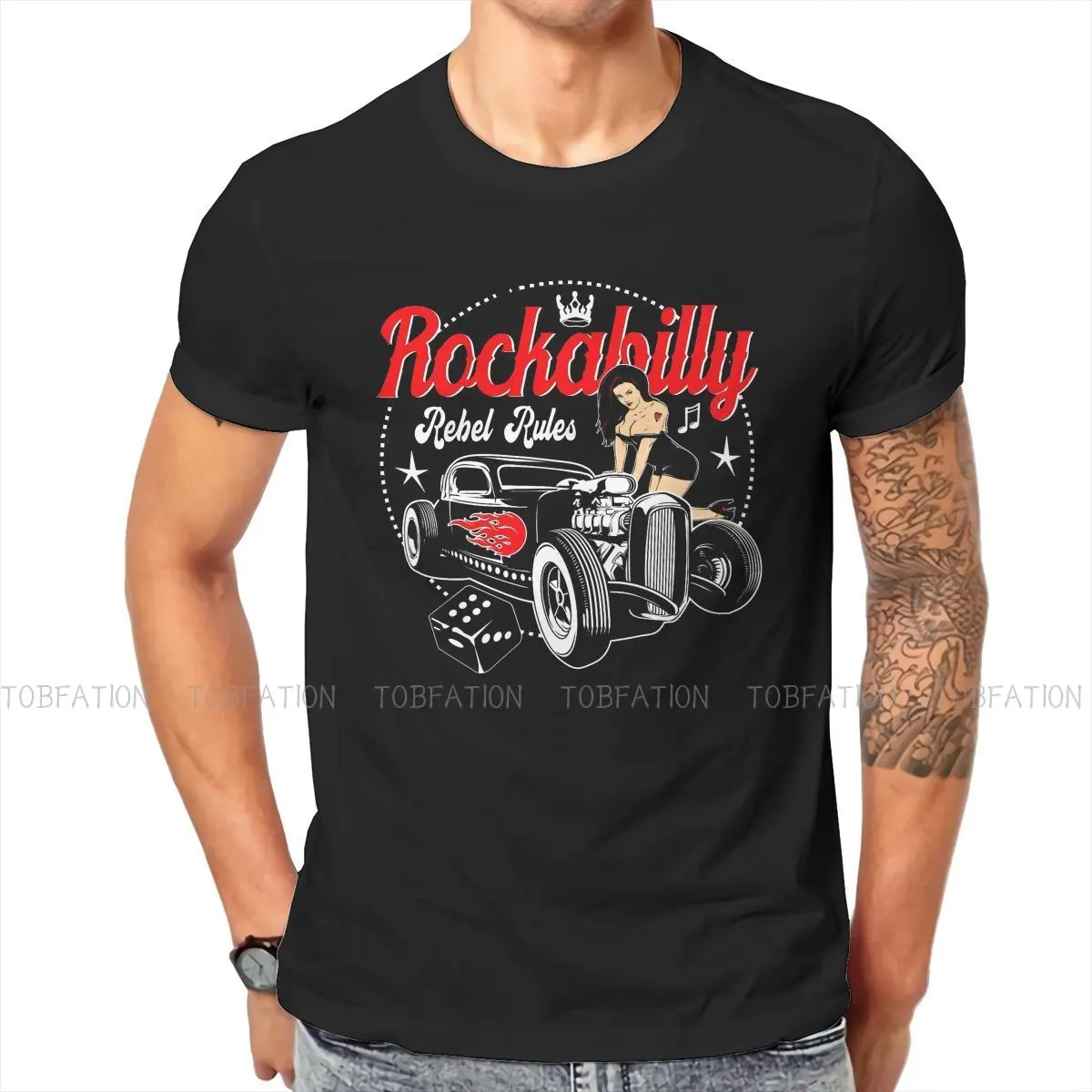 Rockabilly Music Hot Rod Sock Hop Dance Vintage Rock and Roll Essential T Shirt Vintage Cotton Men Tees Harajuku Crewneck TShirt