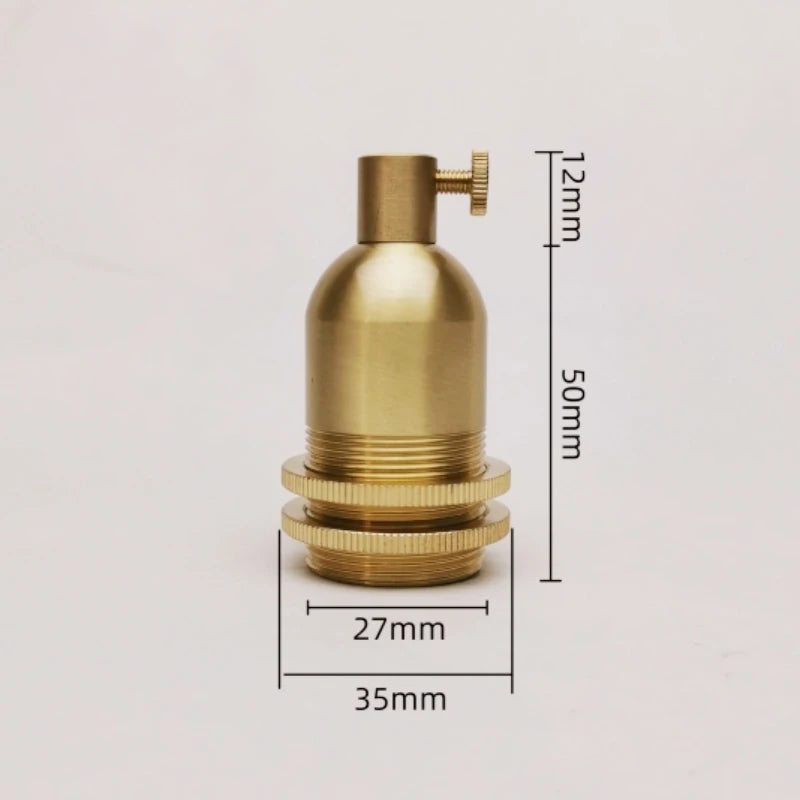 E14 Spiral Brass Light Sockets E12 Retro Ceiling Lamp Base Ceramic All Copper Accessories Lampshade Fixed Threaded Lamp Holder