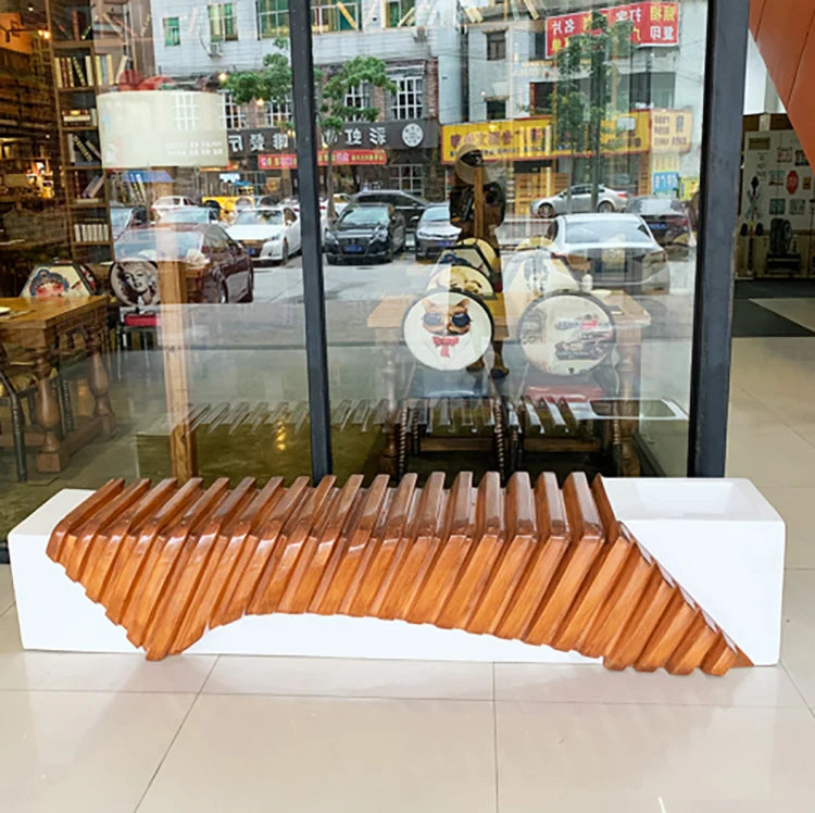 KY632 Rib Bench Outdoor Commercial Furniture Garden Park Waiting Seat Heavy Duty Metal Patio Public Seating for Street
