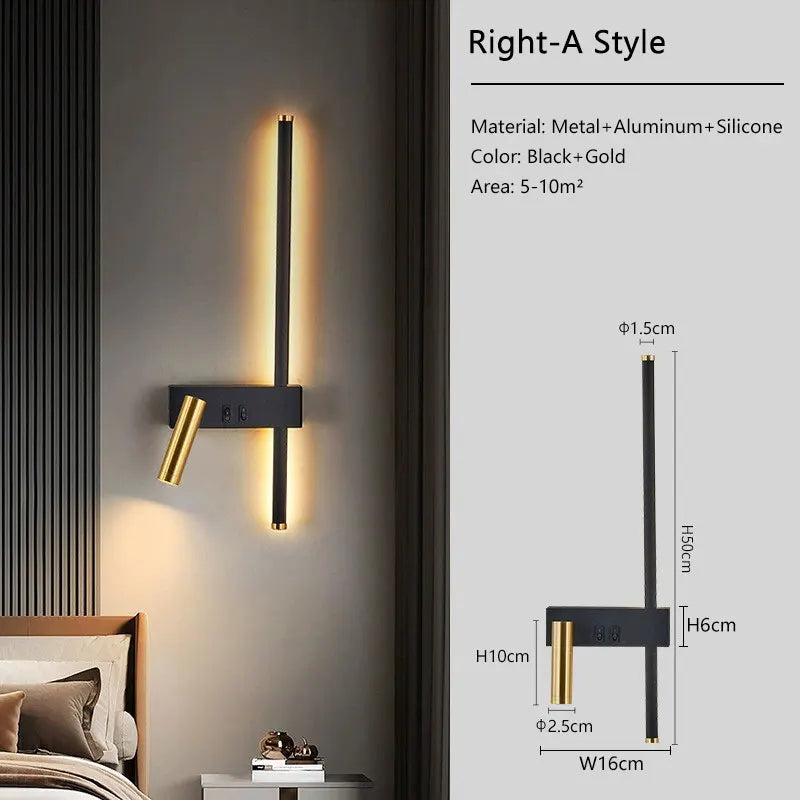 Modern LED Wall Lamps with Switch for Bedroom Indoor LED Wall Lights with 350° Rotatable Spotlight for Kitchen Dinning Room Home