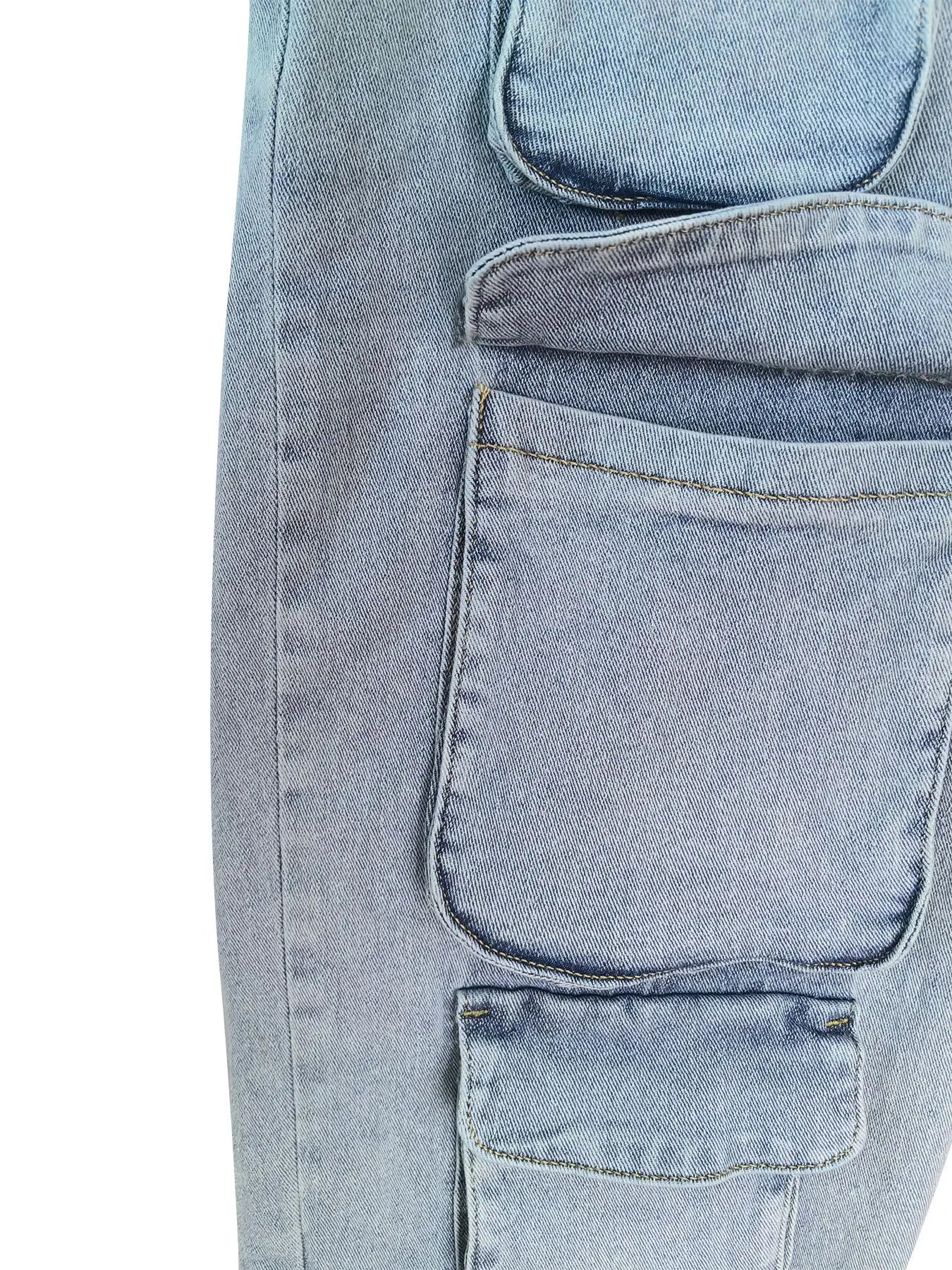 2024 Women's Fashion Streetwear Denim Cargo Pant Fall Y2K Casual Multi-Pocket Loose Straight  Jeans For Women