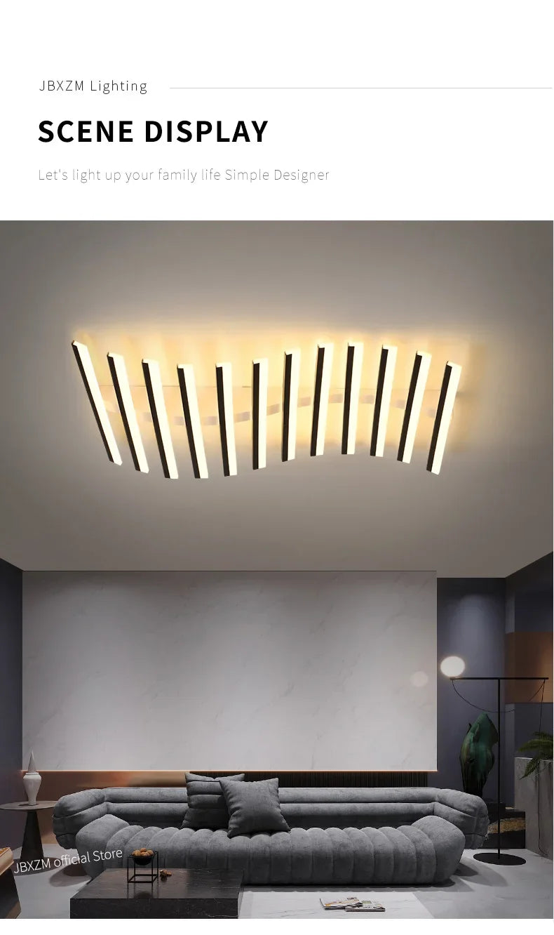 Modern LED Suitable for Living Room Pendant Lights With Remote Control Indoor Bedroom Office Lighting Long Strip Ceiling Lights