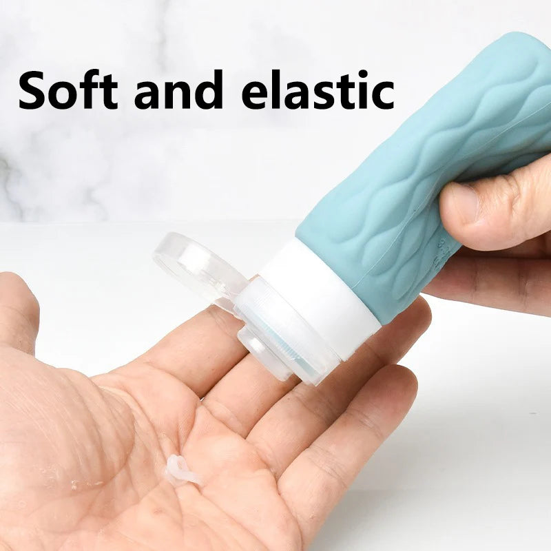 4pcs 100ml Silicone Travel Bottles Set for Toiletries Leak Squeezable for Cosmetic Shampoo Cream Conditioner Lotion Soap