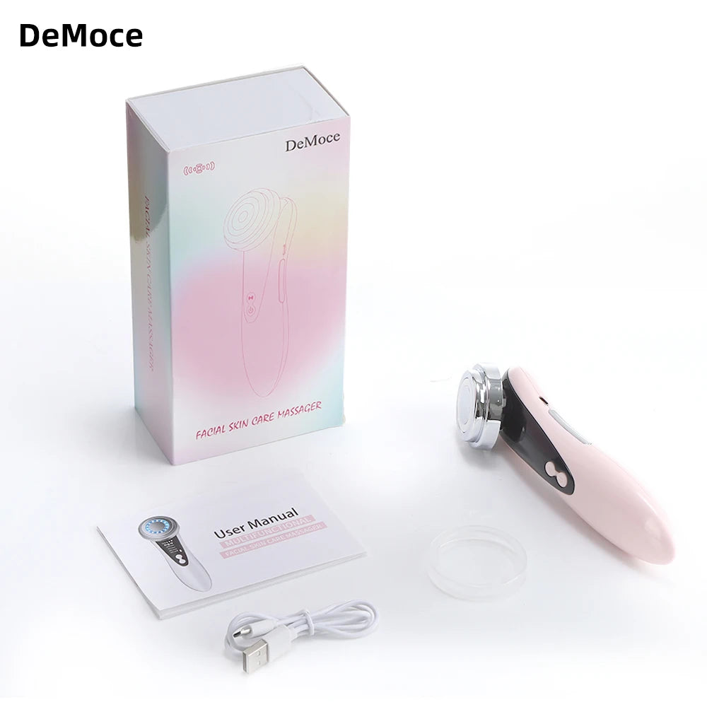 Democe Electric Facial Massage Device Color Clean Face Skin Beauty Machine Warm Cleansing Skin Care Tool Facial Massager
