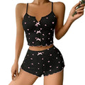 Women's Suspender Pajamas with Heart-Shaped Print Two-Piece Set Summer Comfortable Home Wear Sexy Casual Wear Set ﻿