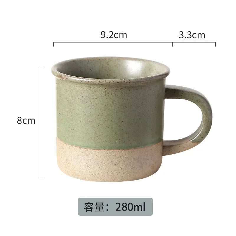 Vintage Stoneware Coffee Mug Kiln Change Ceramic Cup Small Minimalist Water Cup Sesame Glaze Breakfast Cup