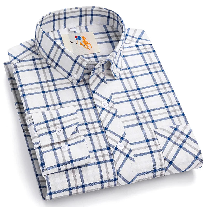 8XL Classic Plaid Men's Flannel Shirts Men Long Sleeve Casual Men's Flannel Shirts Men Long Sleeve Casual Big Size Single Pocket