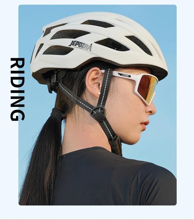 JEPOZRA Cycling Helmet Man Women LED Light Helmet Road Mountain Bike Helmet Bicycle Helmet Rechargeable Brim Design Helmet