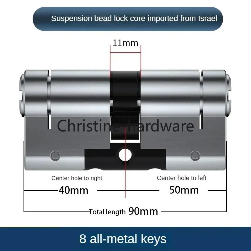 65-130MM High Quality European Standard Lock Cylinder,Super C-Level Anti-Theft Door Lock Cylinder,Household Copper Lock 8 Keys