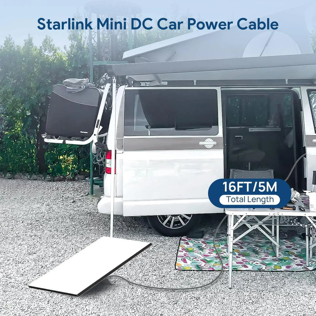 16FT/5M For Starlink Mini DC Power Cable Direct To Cigaretter 12V - 24V Adapter Power Cable For Starlink Mini Waterproof DC Plug