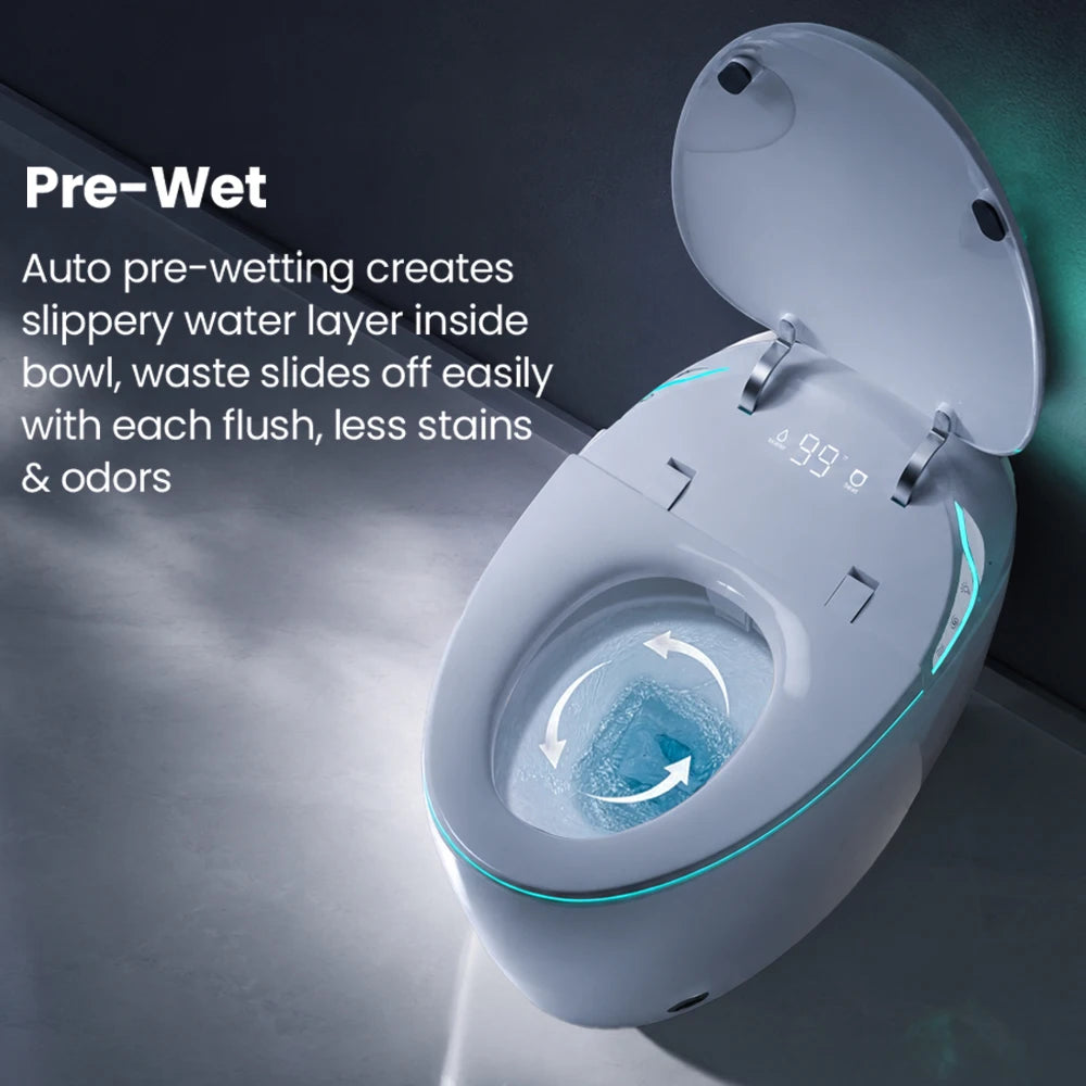 New Smart Toilet with Night Light Fully Automatic Open/Close 1000g MaP Flush Heated Seat Warm Water & Air Drying Dual Auto Flush Bidet Toilet with Tank