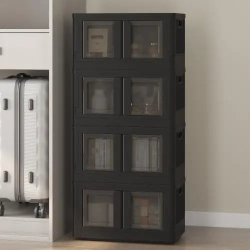 150 QT Stackable Storage Bins With Lids, Collapsible Plastic Storage Bins, and Storage Containers with Doors and