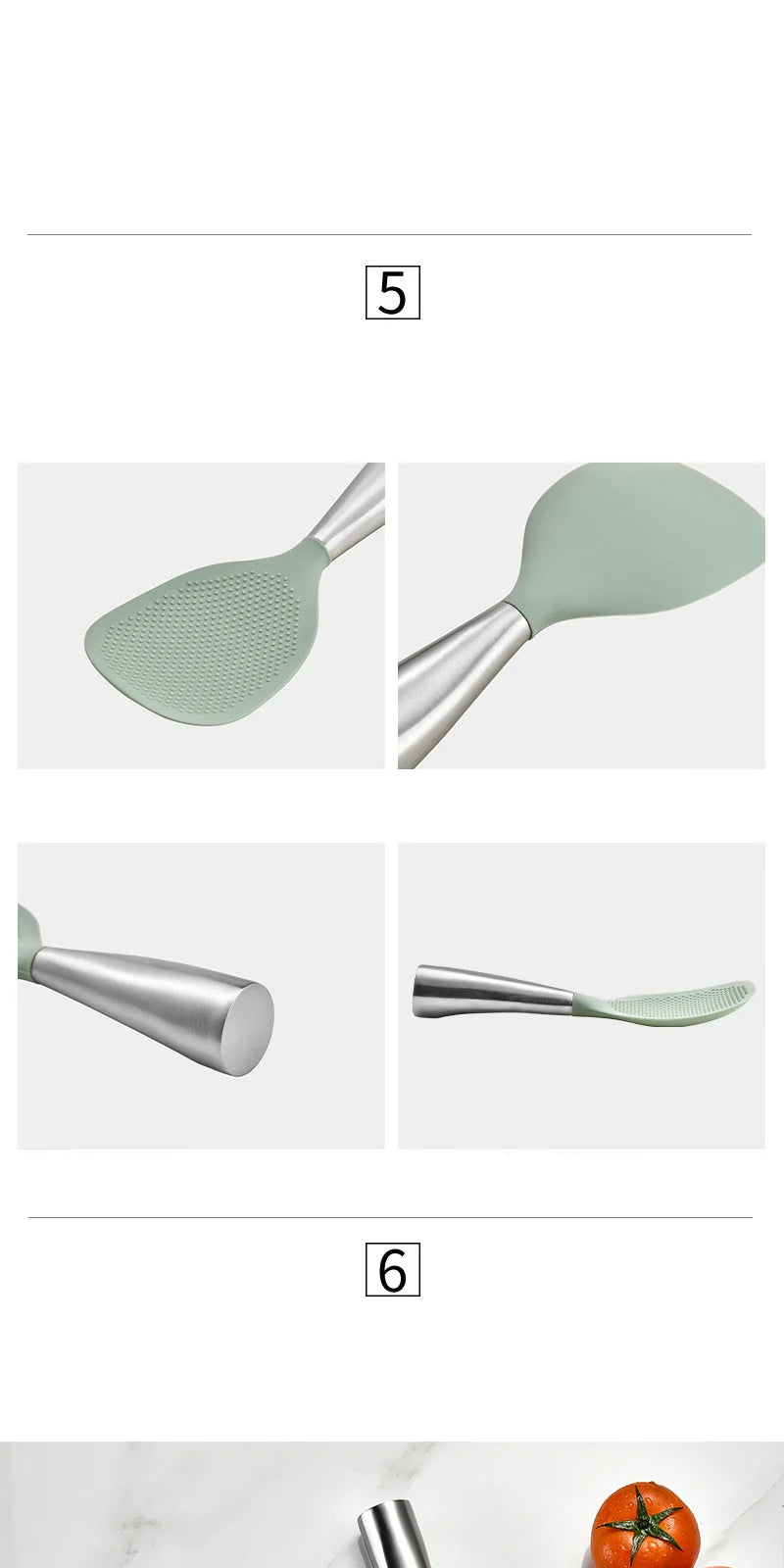 1Pcs Silicone Spoon Non-stick Cooking Spoon Anti-scalding Pot Rice High-temperature-resistant Spoon Durable Kitchen Gadgets